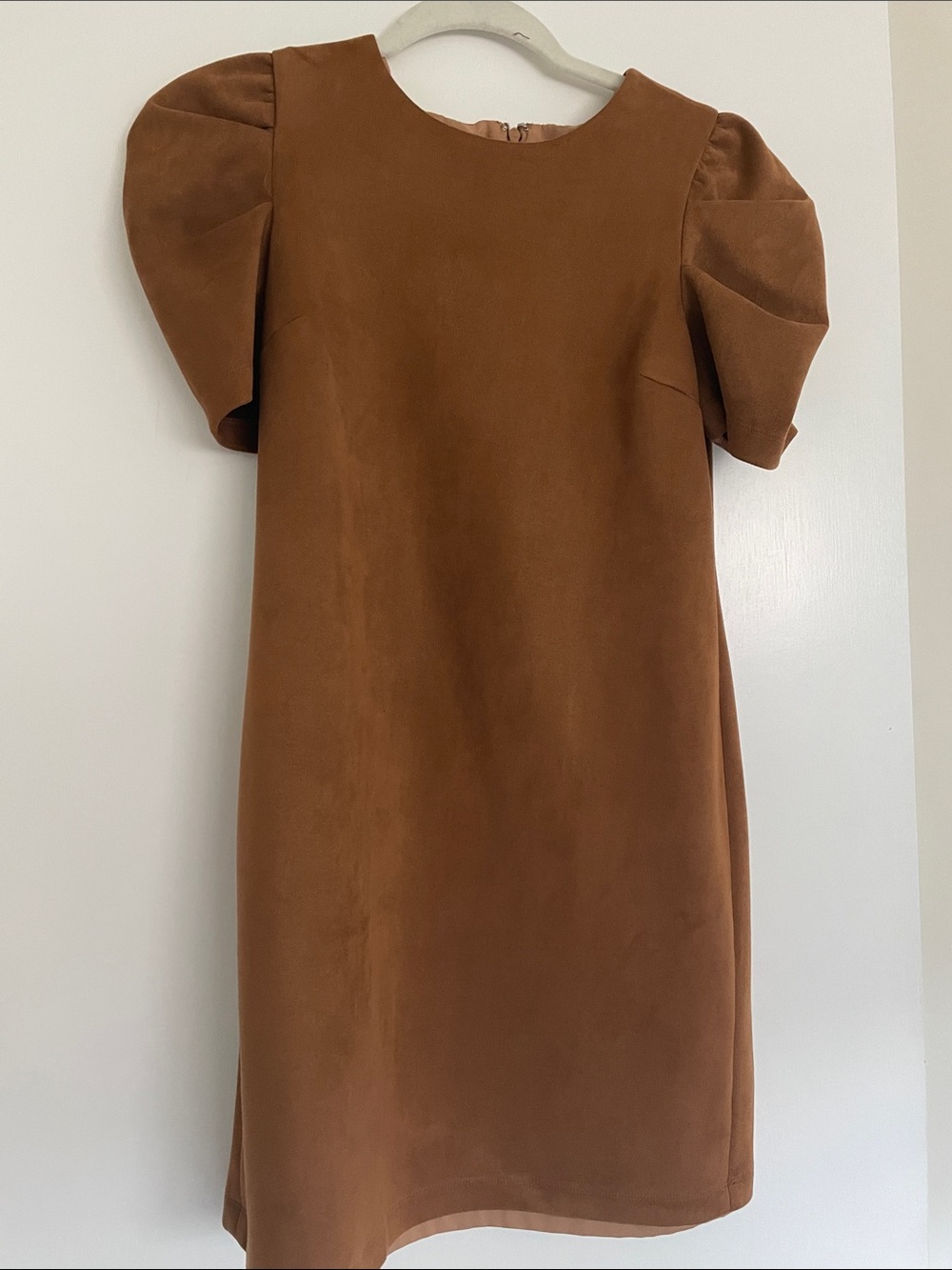 Bar III Rust Brown Puff Sleeve Shift Dress